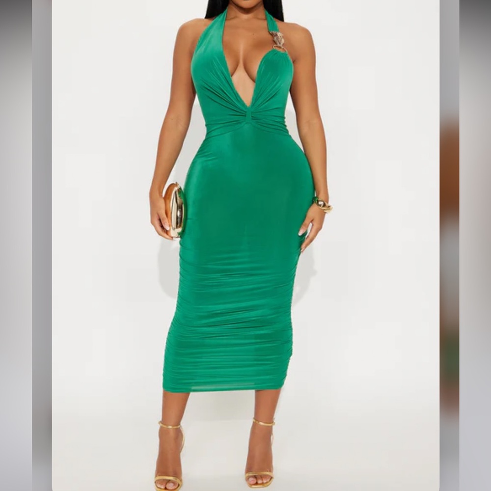 NEW Fashion Nova Elegant Green Halter Dress